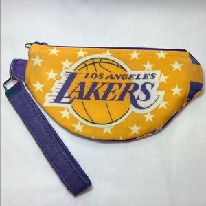 Handmade Upcycled Los Angeles Lakers Wristlet/Clutch